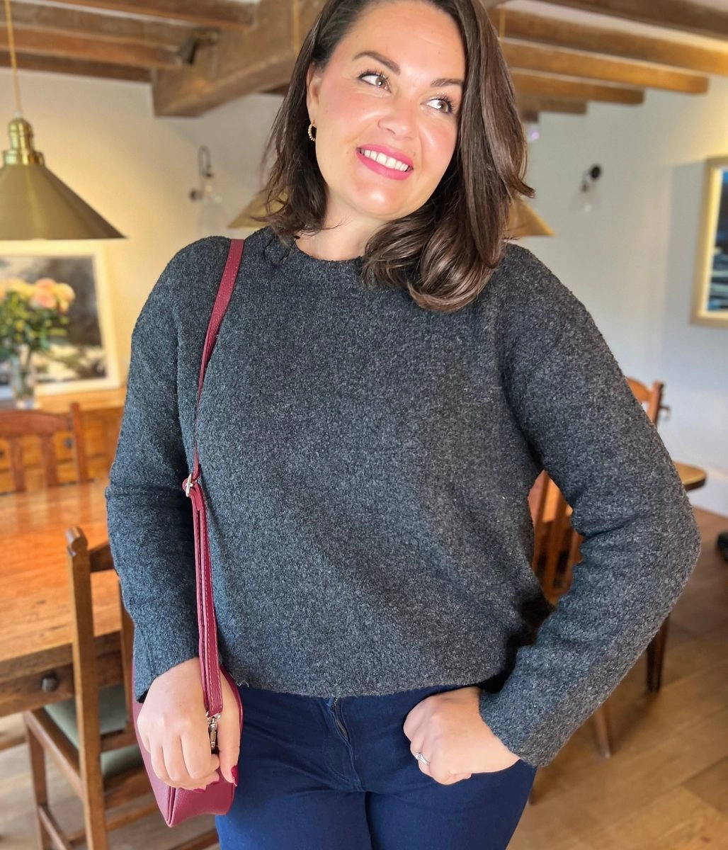 Relaxed Movement Charcoal Boucle Knit Jumper