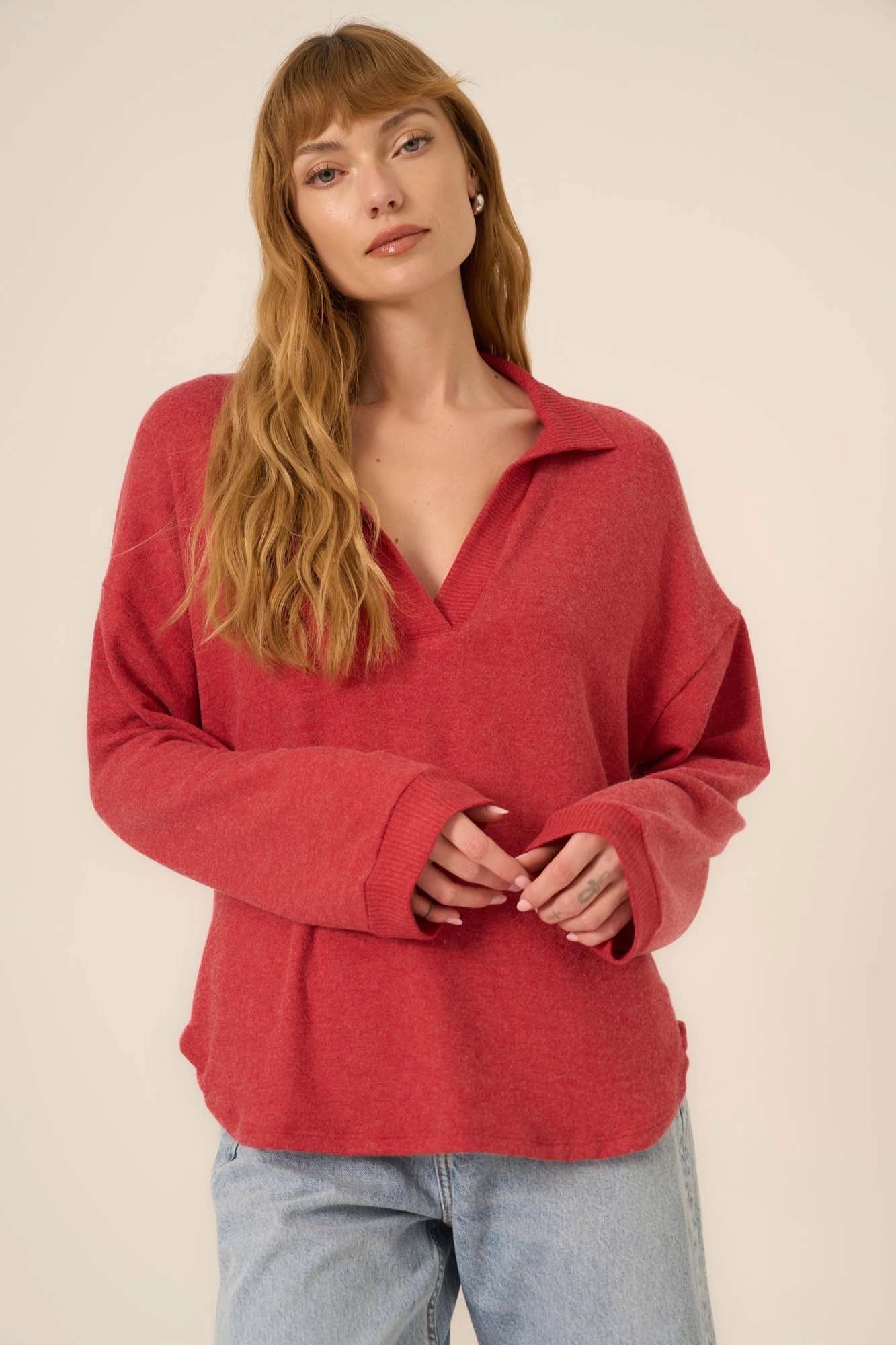 Cozy Appeal Plush Interior Chiara Cozy Collared Pullover