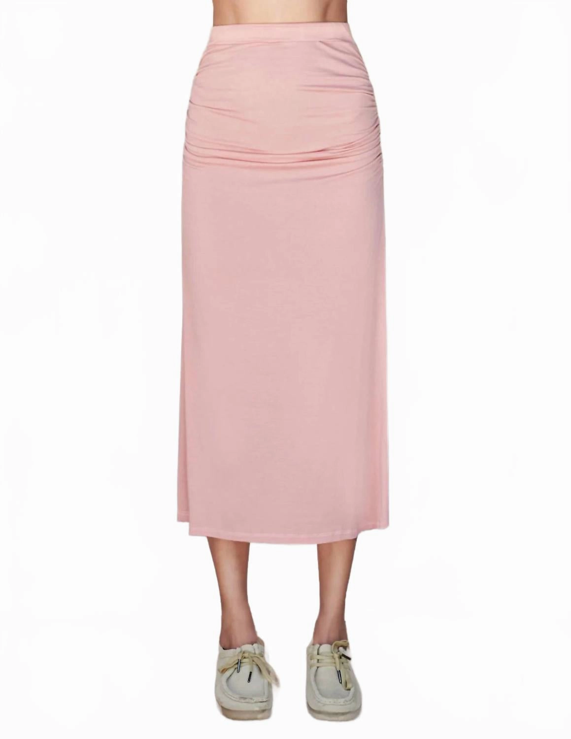 Ruched Midi Skirt In Adobe Refined Edge Simple Look