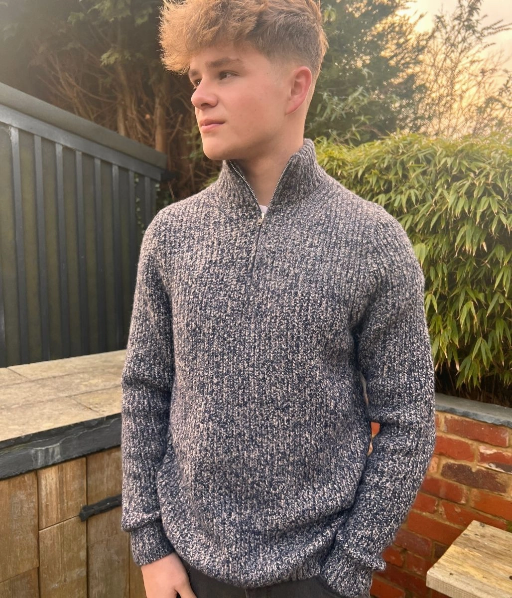 Navy Marl Mens Half Zip Jumper Street Style