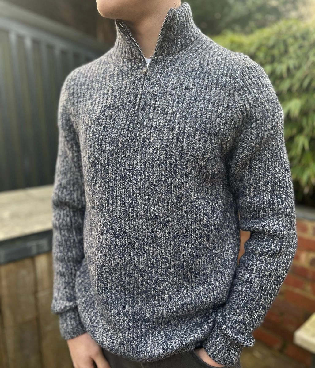 Navy Marl Mens Half Zip Jumper Performance Fit Wear Comfy Winter Wear