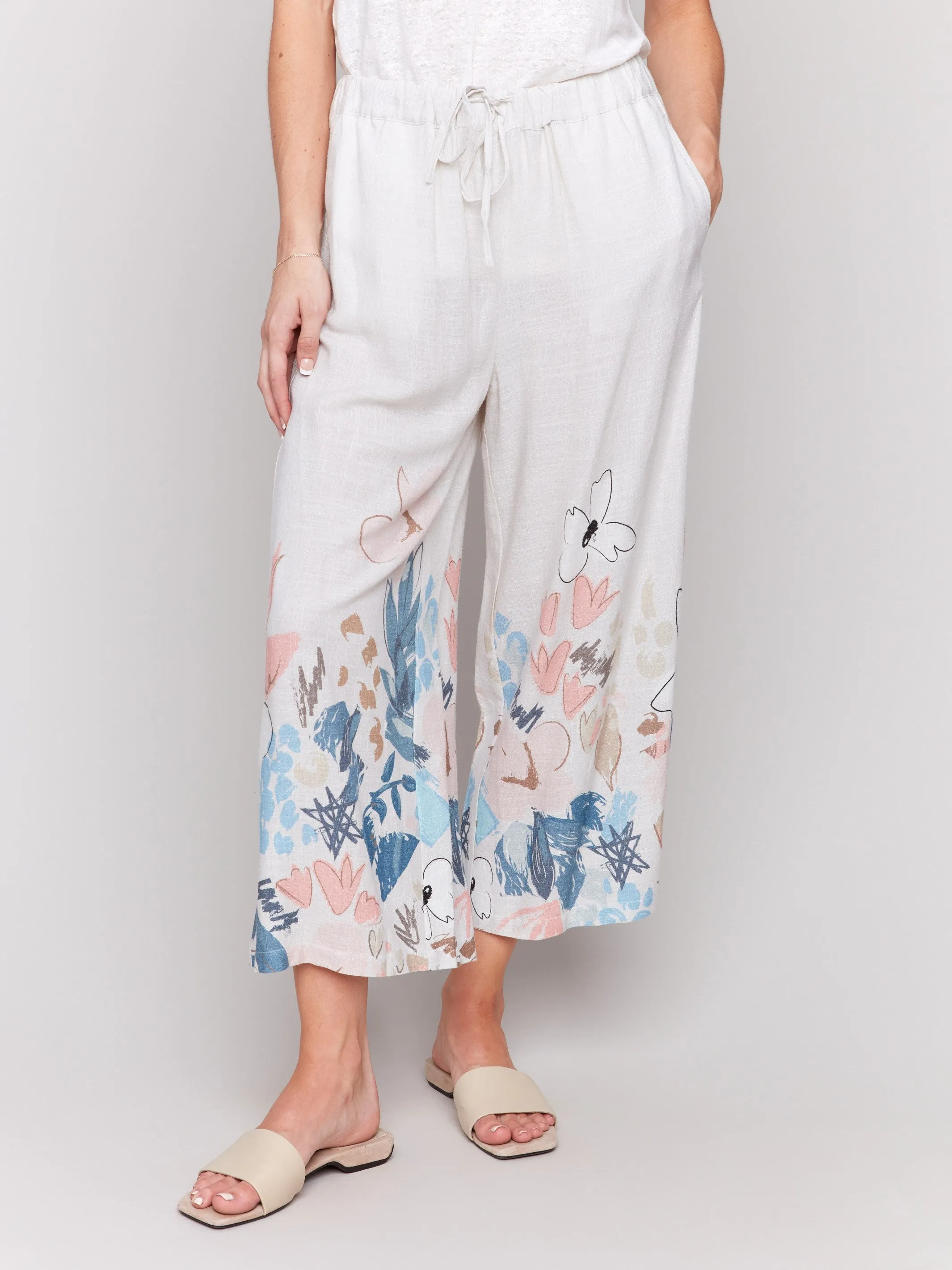 Pull-On Printed Linen Blend Pants - Supernova Quick Flex Eco Friendly Dyeing