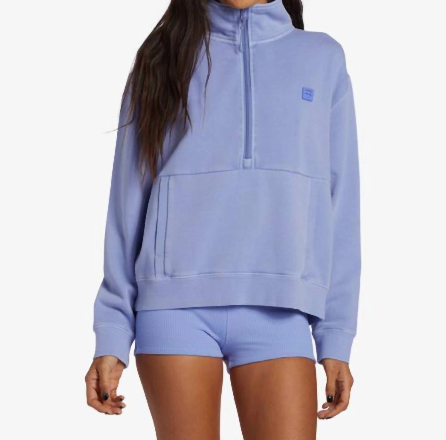 Stay On The Path Half Zip In Cosmic Blue premium fabric Lightweight Layer