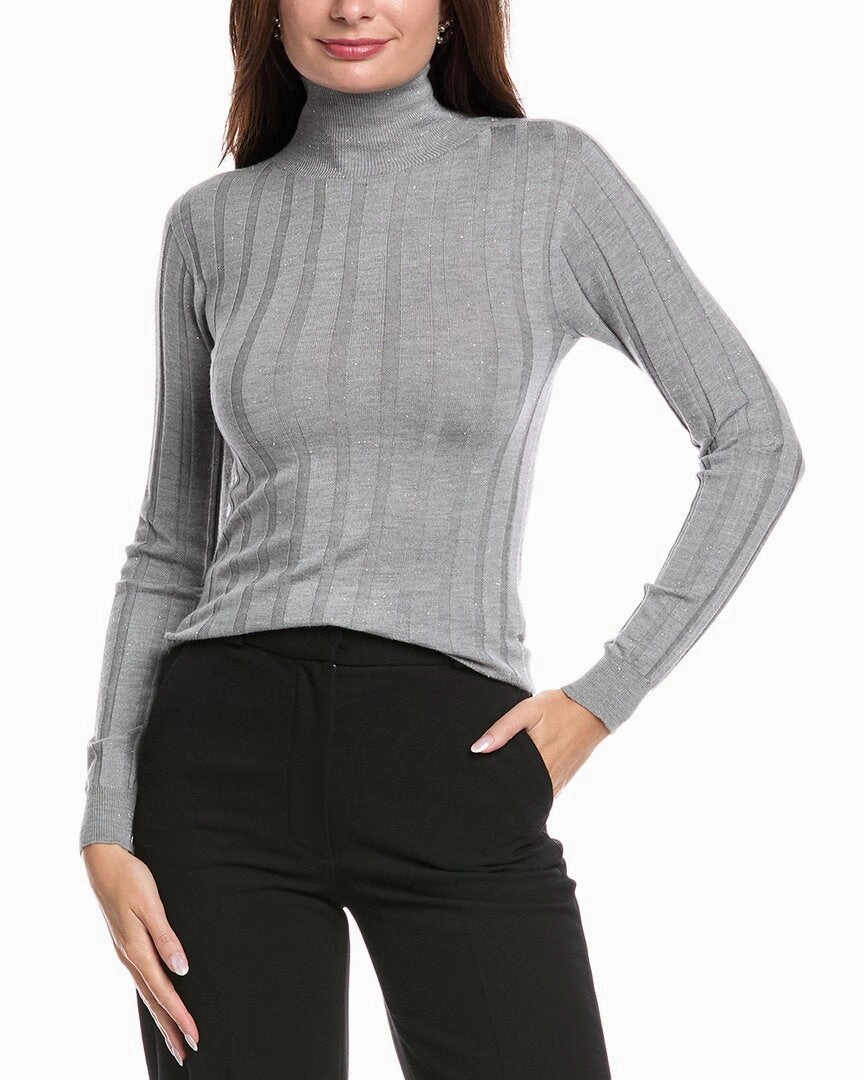 Lattice Stitch Pattern Peserico Turtleneck Wool-Blend Sweater