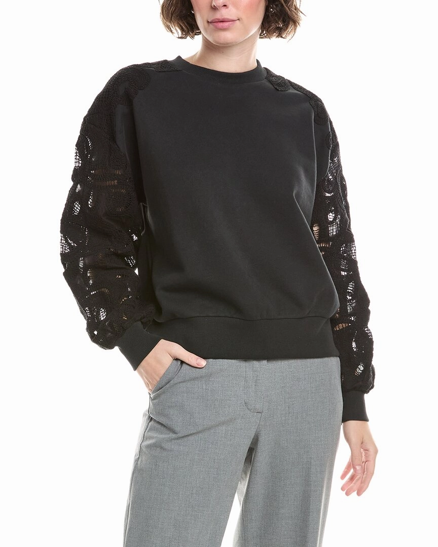 Layered Comfort Cozy Fashion Cinq  Sept Embroidered Cotton Paisley Brandy Pullover