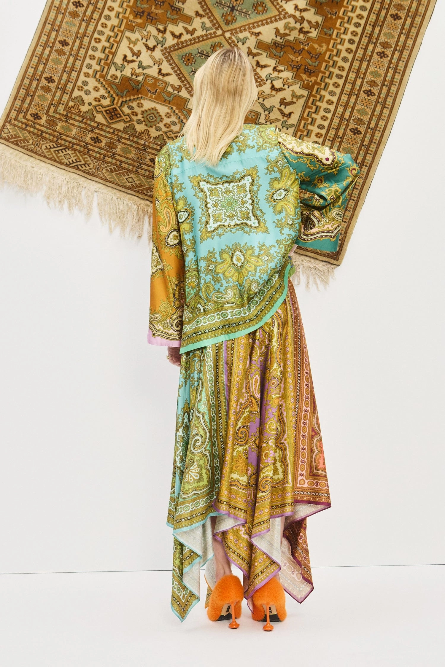 Clemenza Spliced Silk Shirt UltravioletProtectionFabric