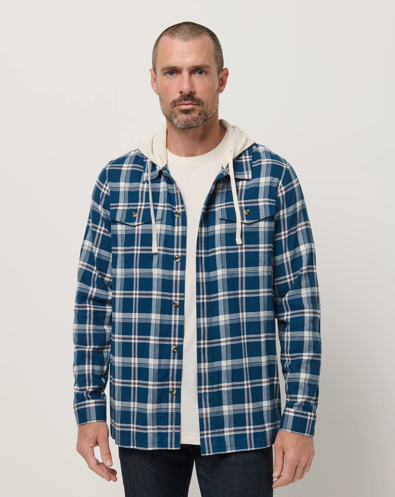 Subtle Design Detail Warmth Retention Technology Cloud Flannel Hooded Button-Up