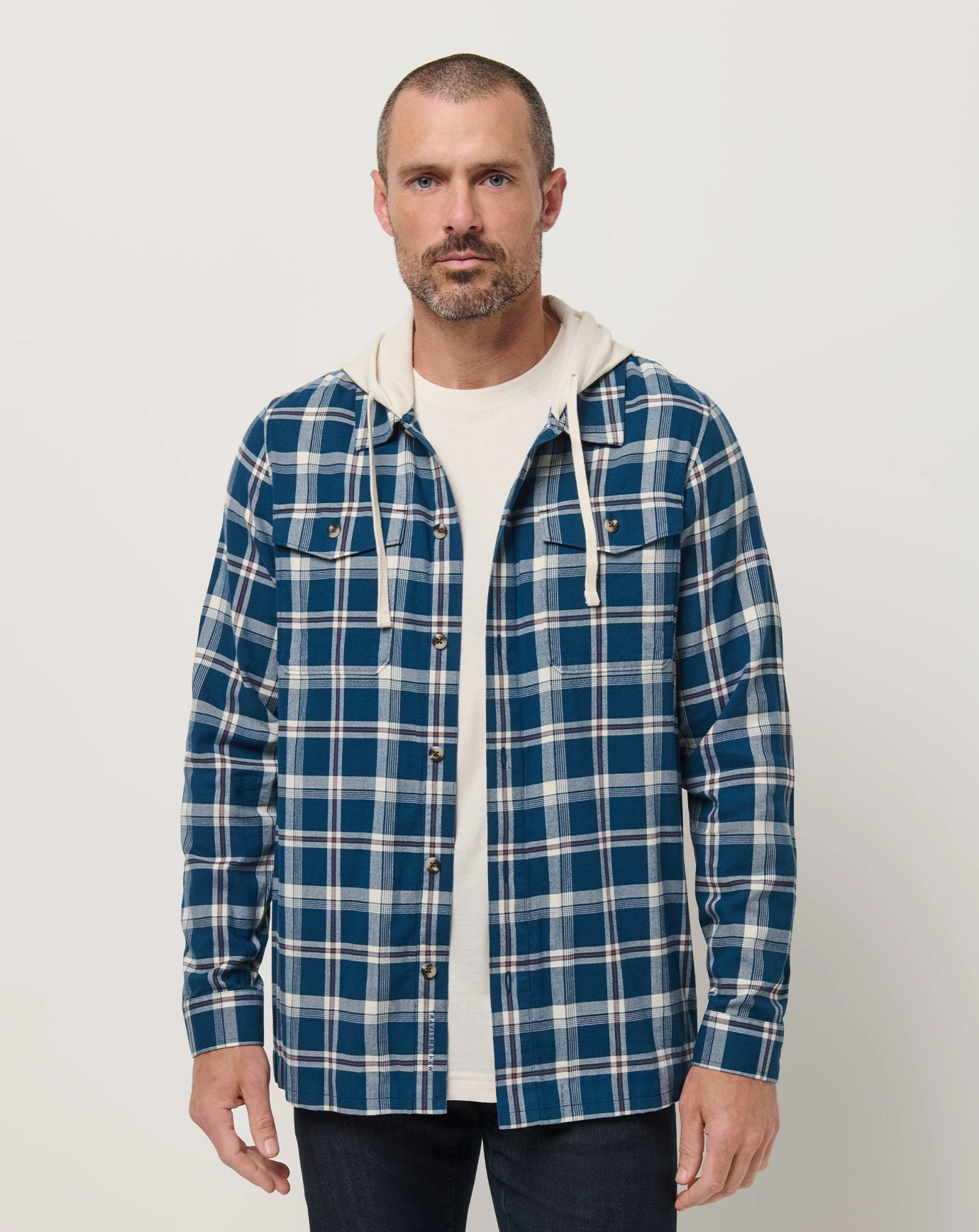 Cloud Flannel Hooded Button-Up Moisture Wicking Finish