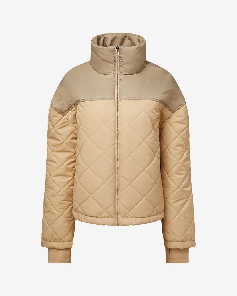Color Blocked Quilted Puffer Jacket QuickDryMaterial Temperature Balancing Layer