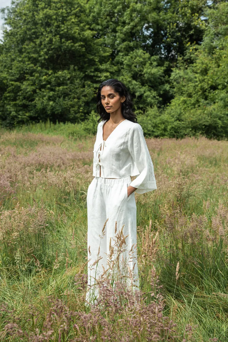 Low Profile Waistband Zoya-May Linen Trouser in Snow White