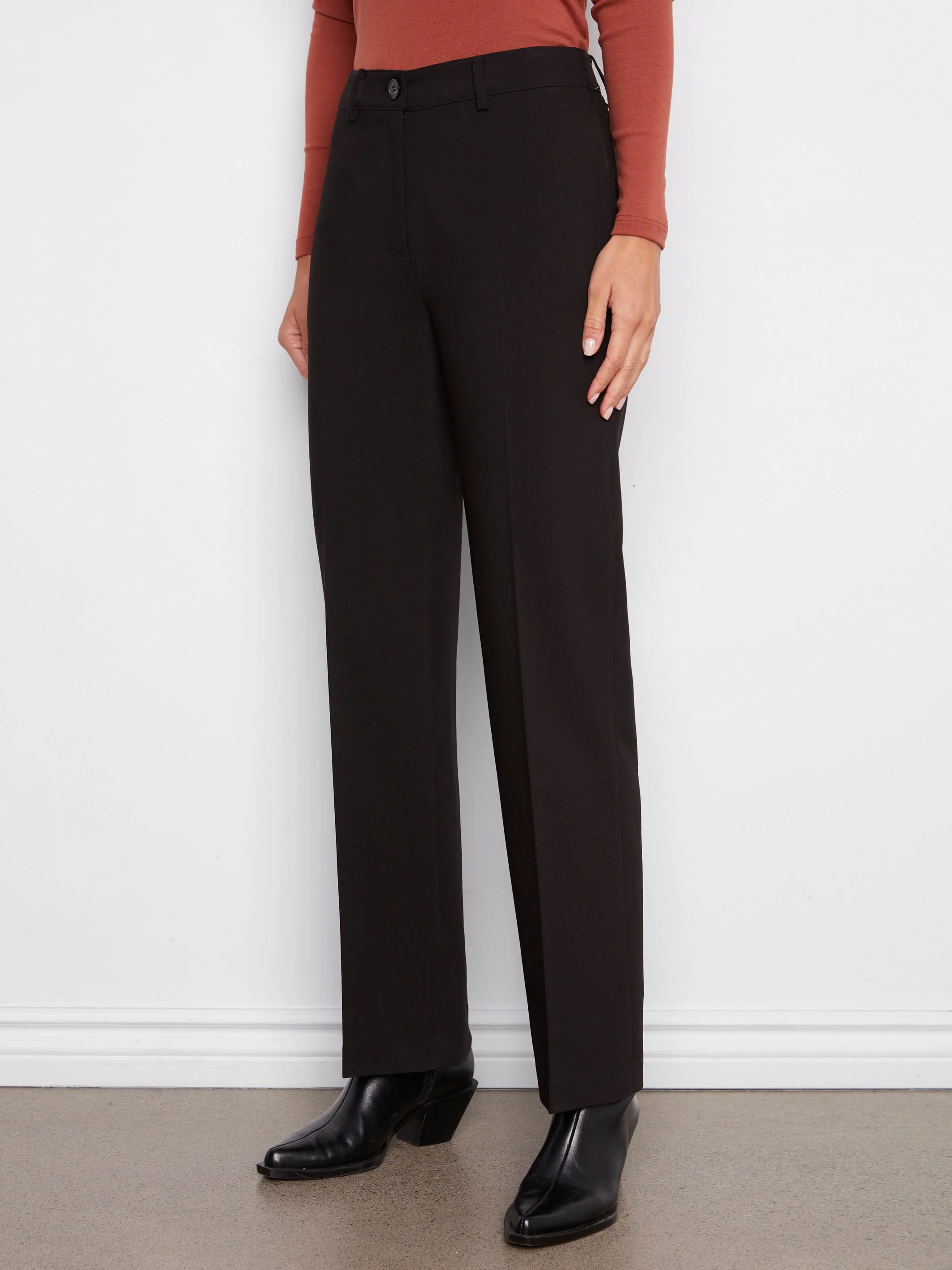 Comfort Wear Fit Straight Leg Pants - Black