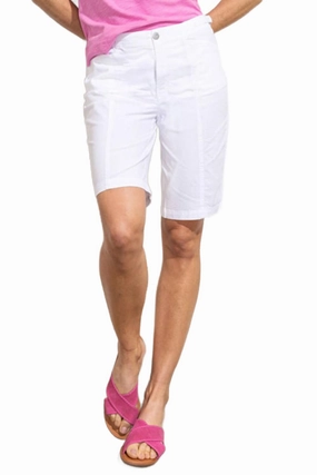 AdjustableDrawstring Salt Wash Cotton Seaside Shorts In White