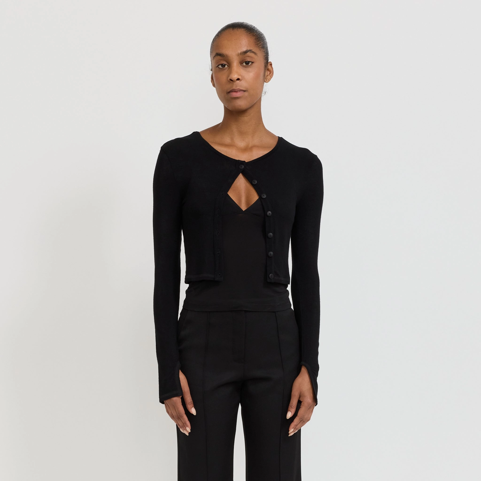 Sleek Performance Fit Versatile Wear Assume Cardigan Black