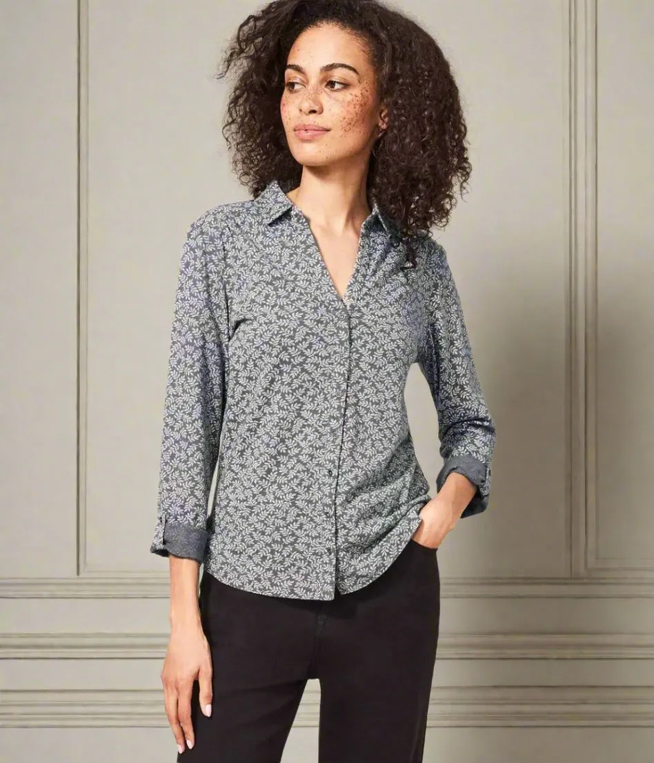 Grey Annie Jersey Printed Shirt SweatGuard Lining ZipperedPockets