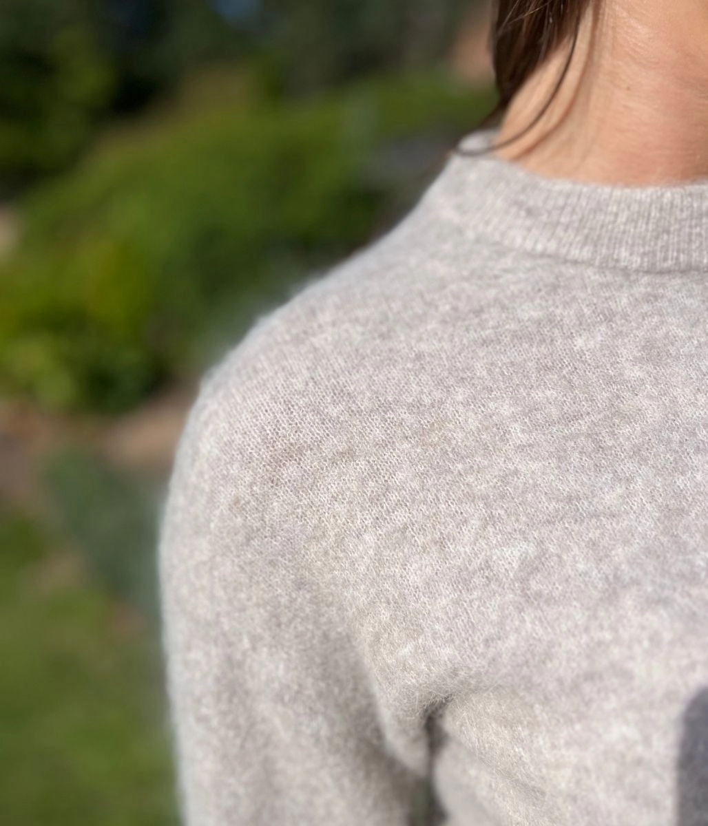 Stone Alpaca Blend Crew Neck Jumper Comfort Flex Fit