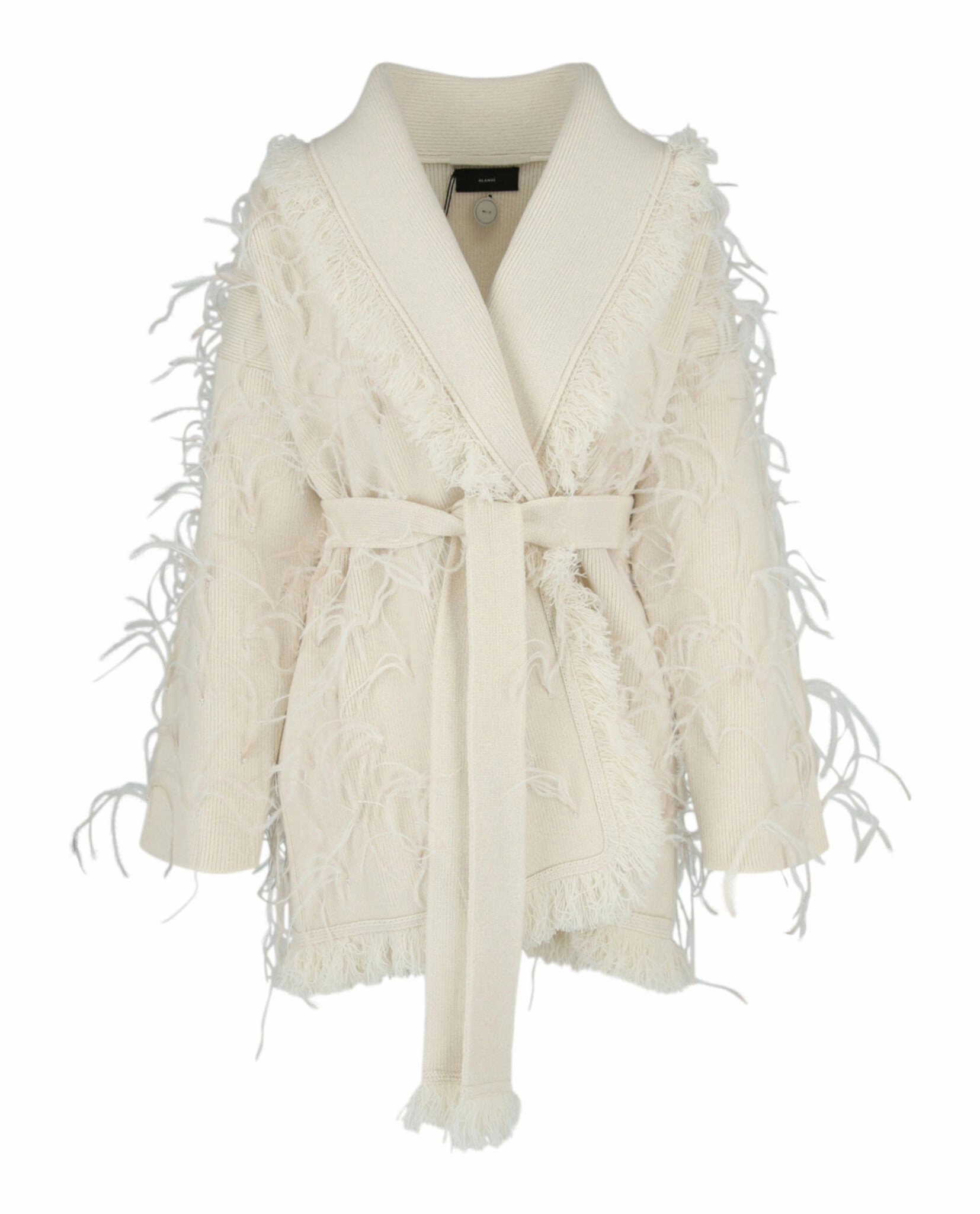Low Maintenance Fabric Fringe and Feather Cardigan