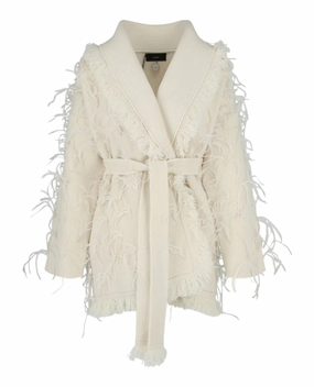 Low Maintenance Fabric Fringe and Feather Cardigan