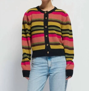 Comfy Winter Wear Comfort Piece Carmela Cardigan In Vintage Stripe