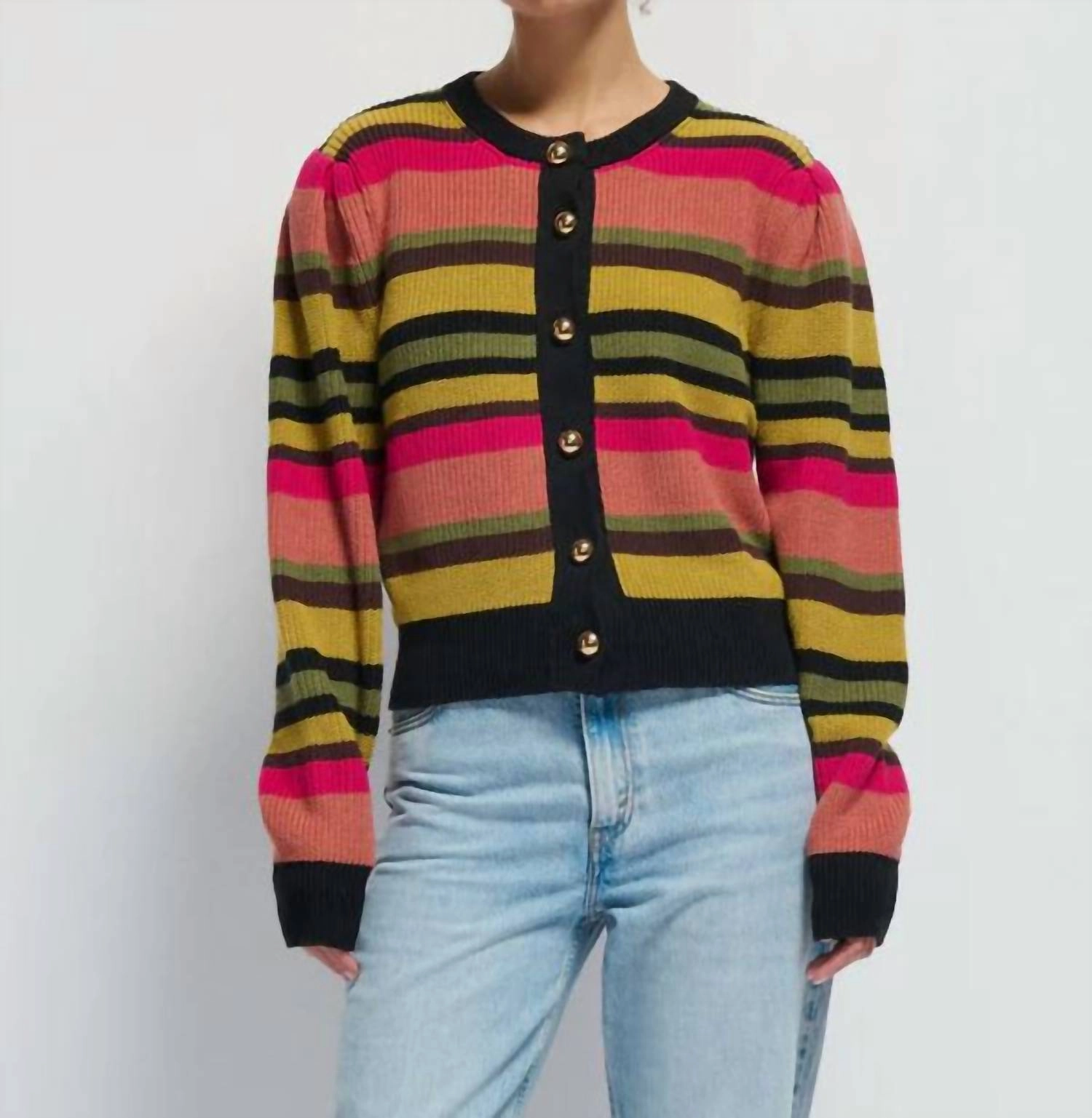 Comfy Winter Wear Comfort Piece Carmela Cardigan In Vintage Stripe