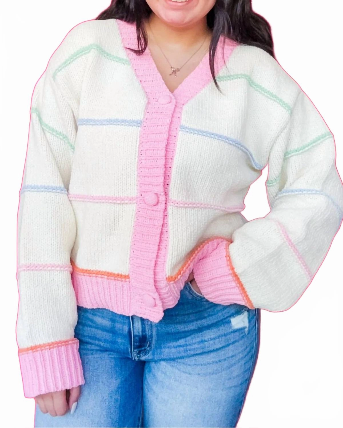 All-Day Knitwear Cotton Candy Sweater Cardigan In Multi