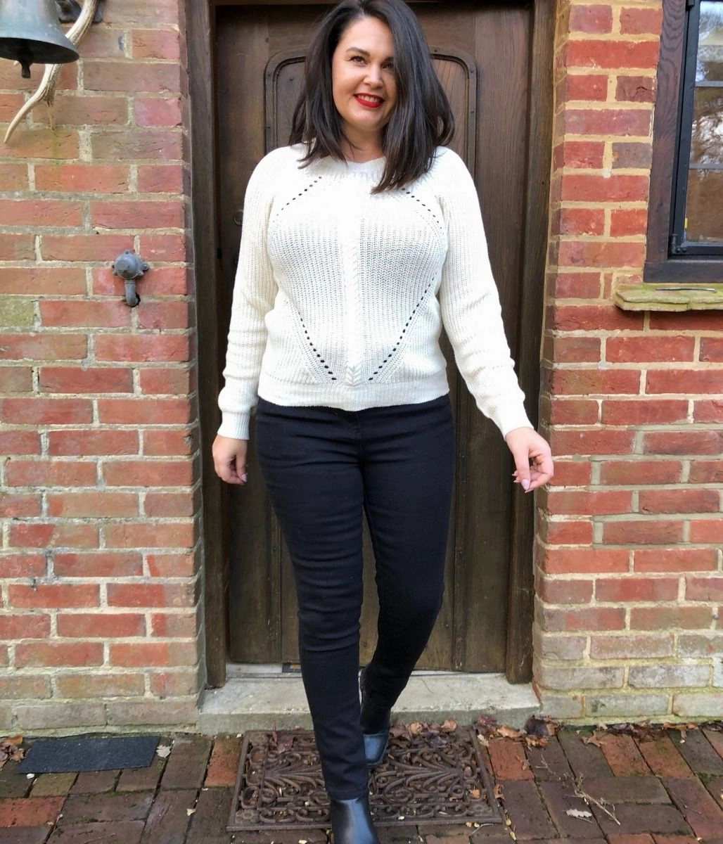 Ivory Diamond Cable Jumper All Day Wear Breathable mesh