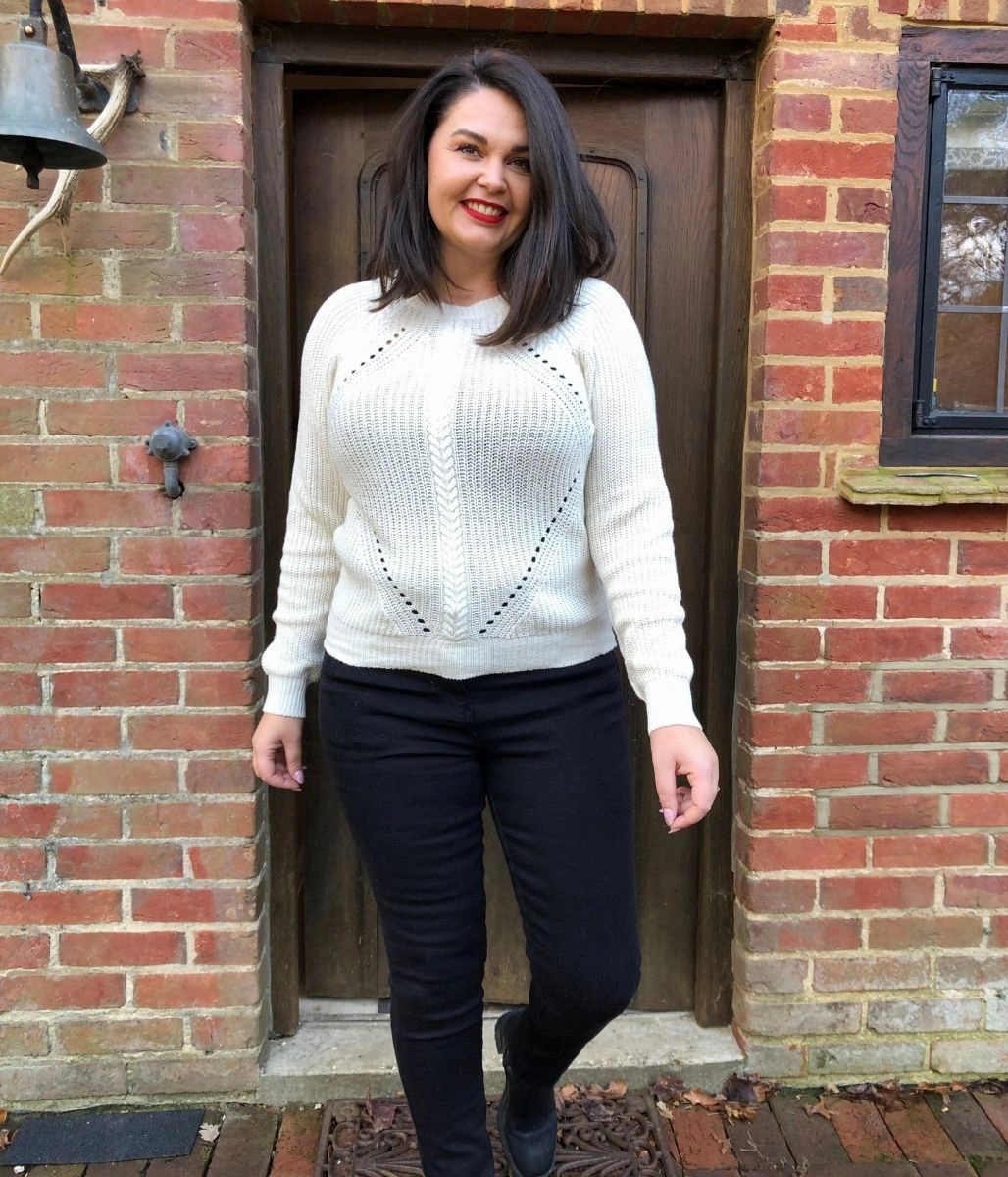 Comfortable Choice Ivory Diamond Cable Jumper