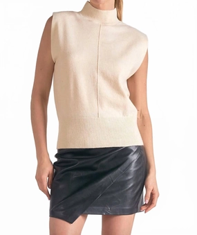 premium fabric Breathable wear Sleeveless Mock Neck Sweater In Off White