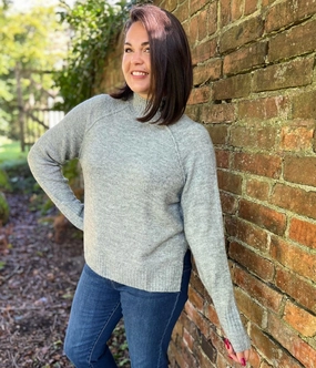 Ethical Production Knitwear Layered Fashion Grey Soft Funnel Neck Jumper