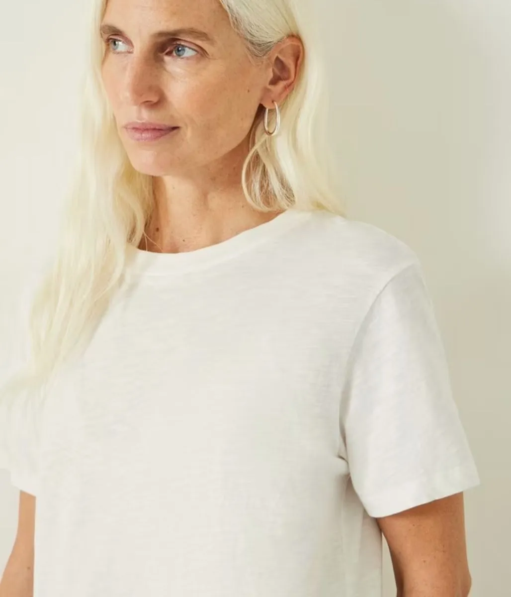 MultiPocket Configuration White Hattie Cotton Slub T-Shirt