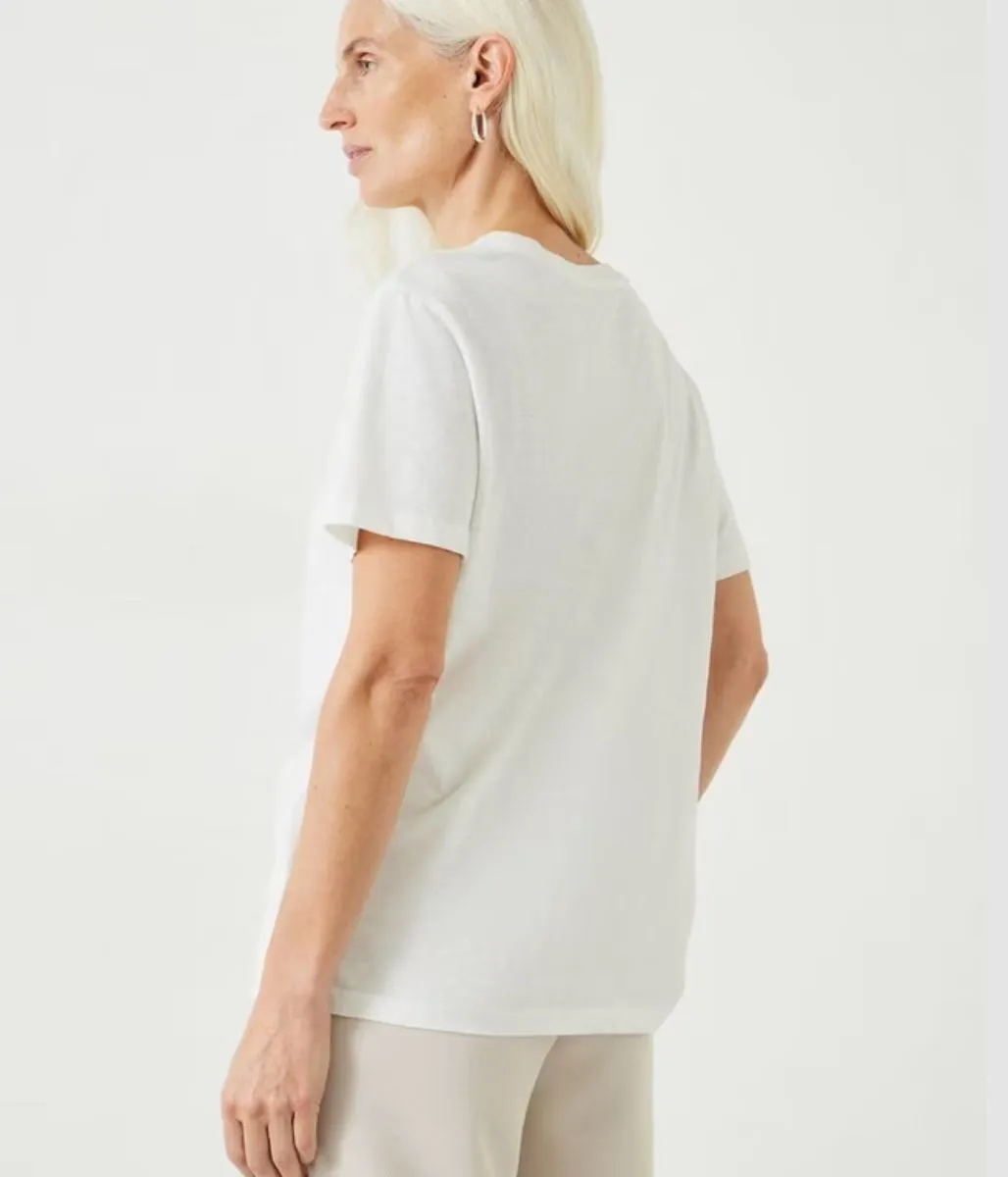 White Hattie Cotton Slub T-Shirt AntiMicrobialLining Tailored Seams