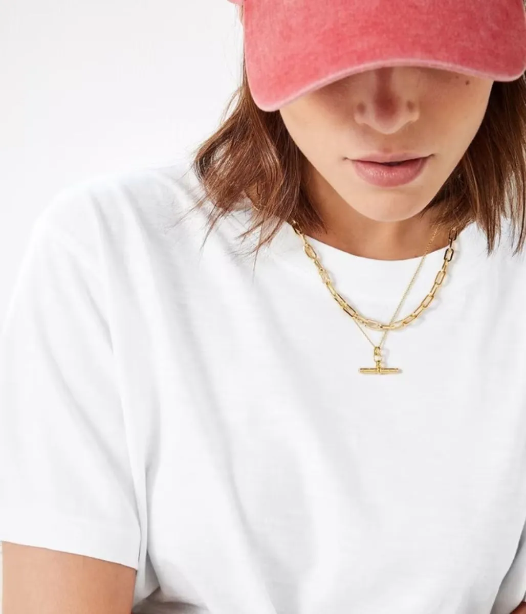 White Hattie Cotton Slub T-Shirt NonRestrictiveCut BondedHemline