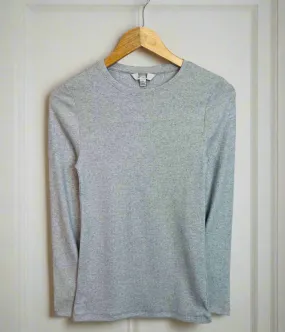 ThermalRegulating Silver Ribbed Sparkly Long Sleeve Top