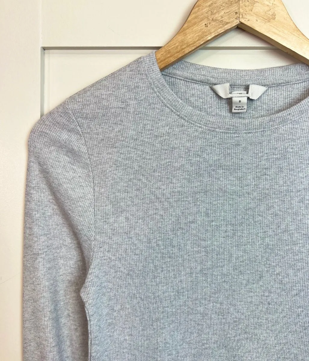 Silver Ribbed Sparkly Long Sleeve Top OversizedSilhouette