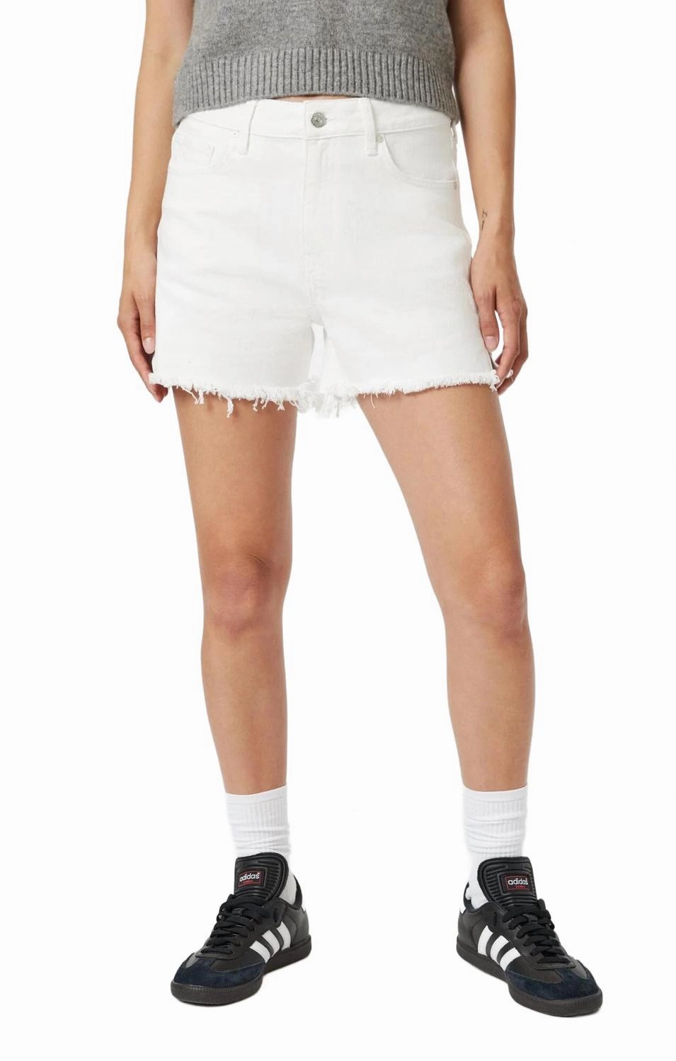 Summer Vibes Easy Care Fabric Heidi Straight Leg Shorts In Off White