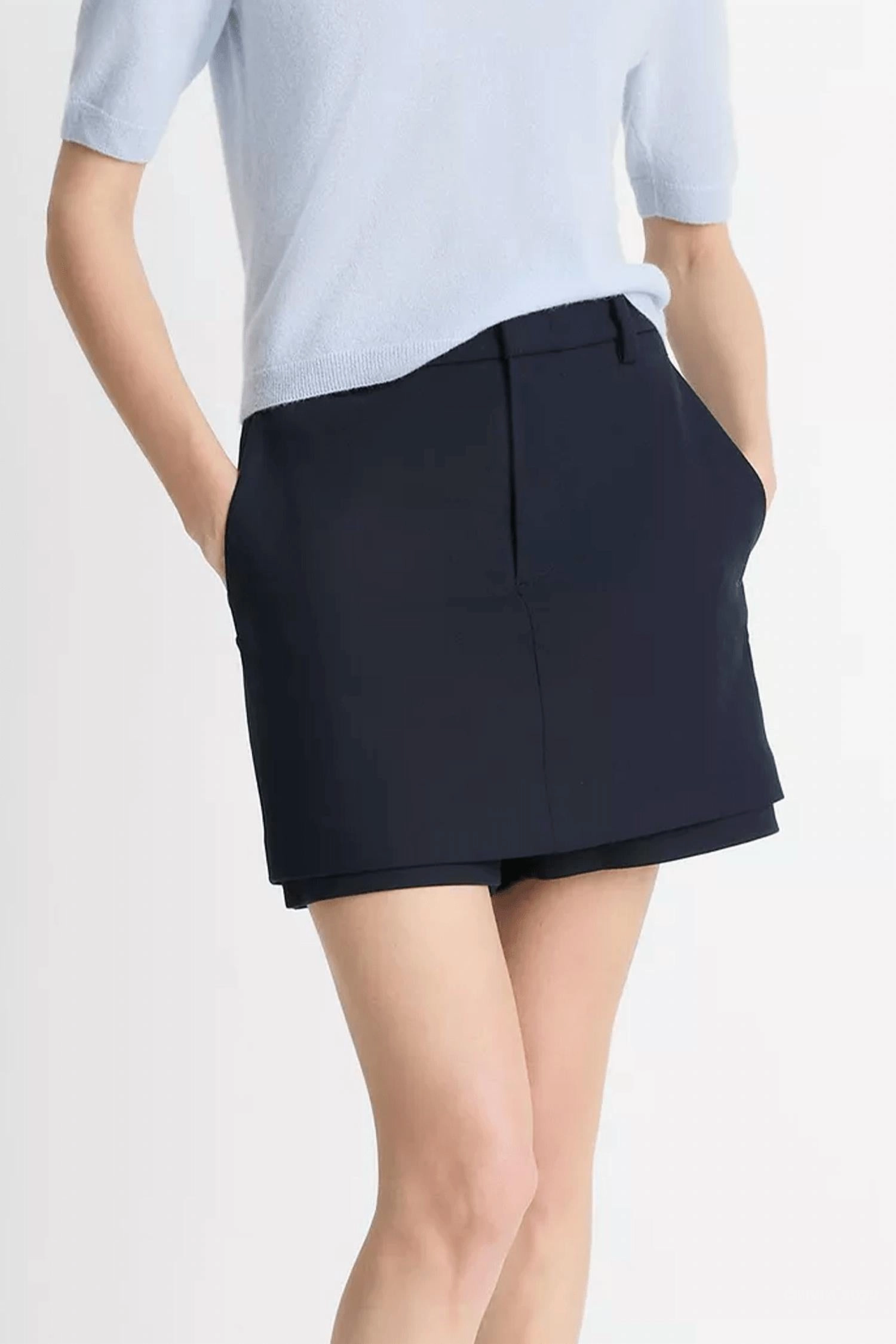 music event look UV Protection Fabric Tailored Italian Cotton Skort In Coastal Blue
