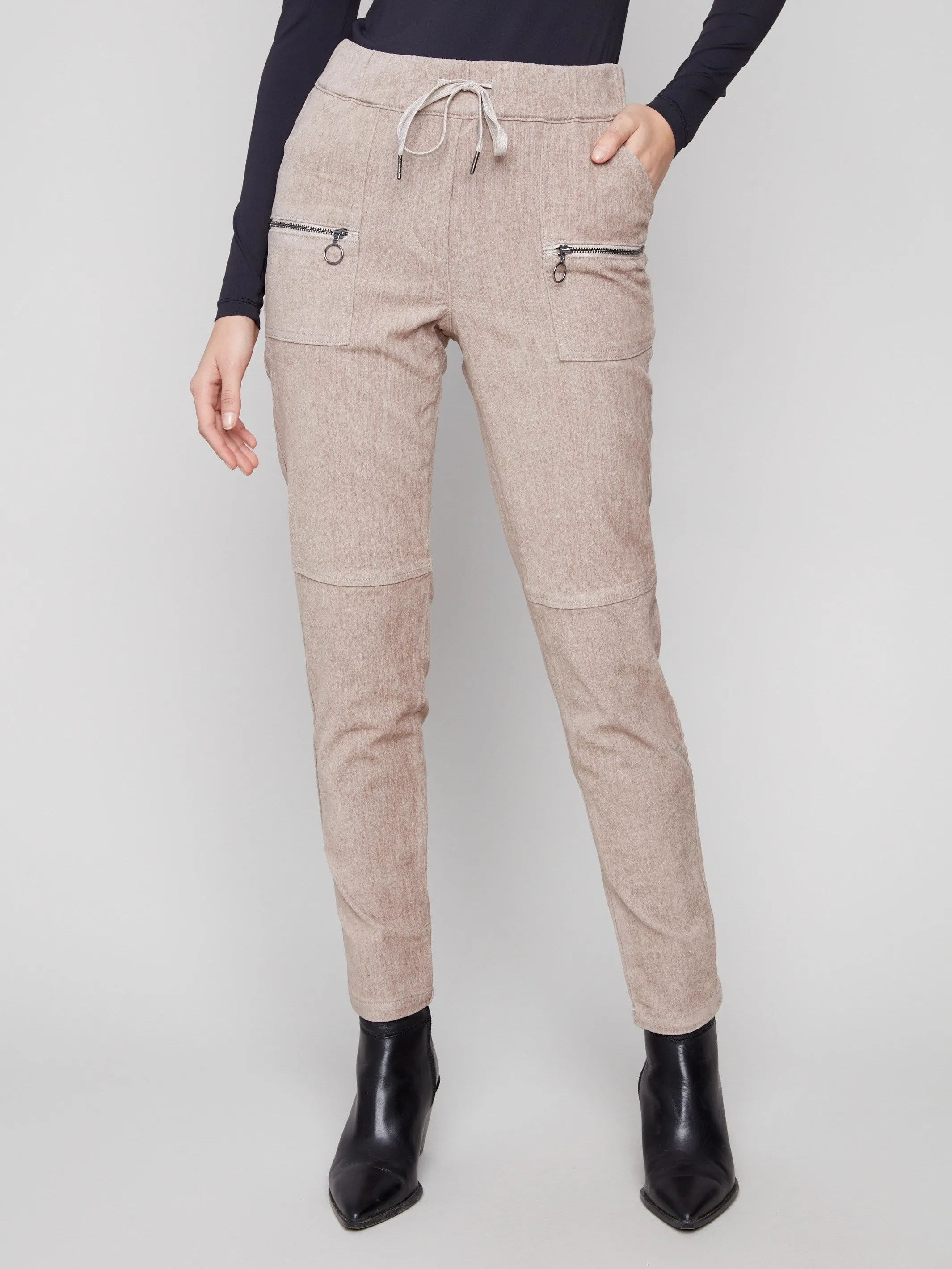 Corduroy Jogger Pants - Almond Casual Fit