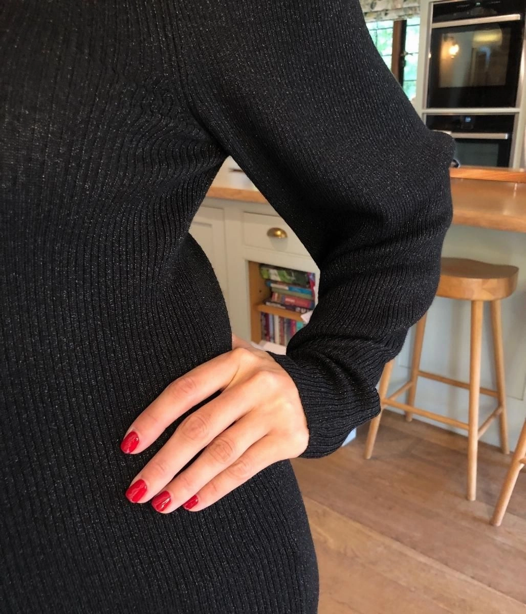 Black Sparkle Metallic Scoop Neck Jumper Street Ready Cozy Base