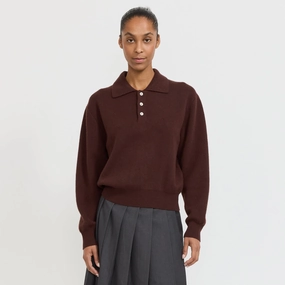 Performance Comfort Fit Wrinkle Resistant Unisex Cashmere Collared Sweater Brown