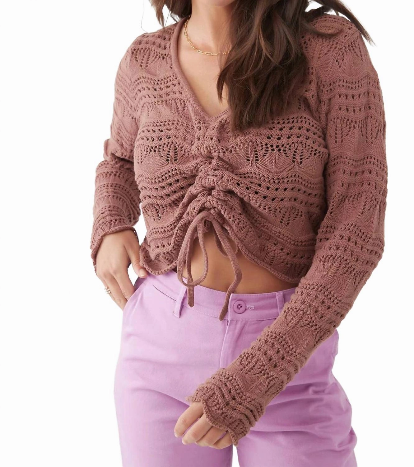 Layered Thermal Core Harbor Sweater In Nutmeg