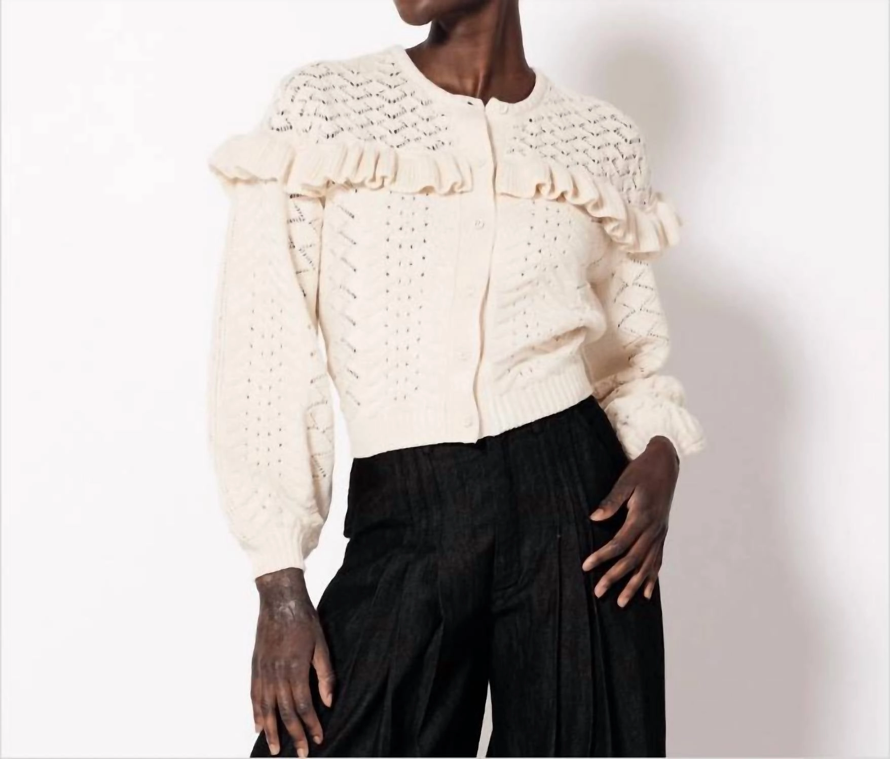 Fernanda Sweater Cardigan In Ivory Timeless Comfort