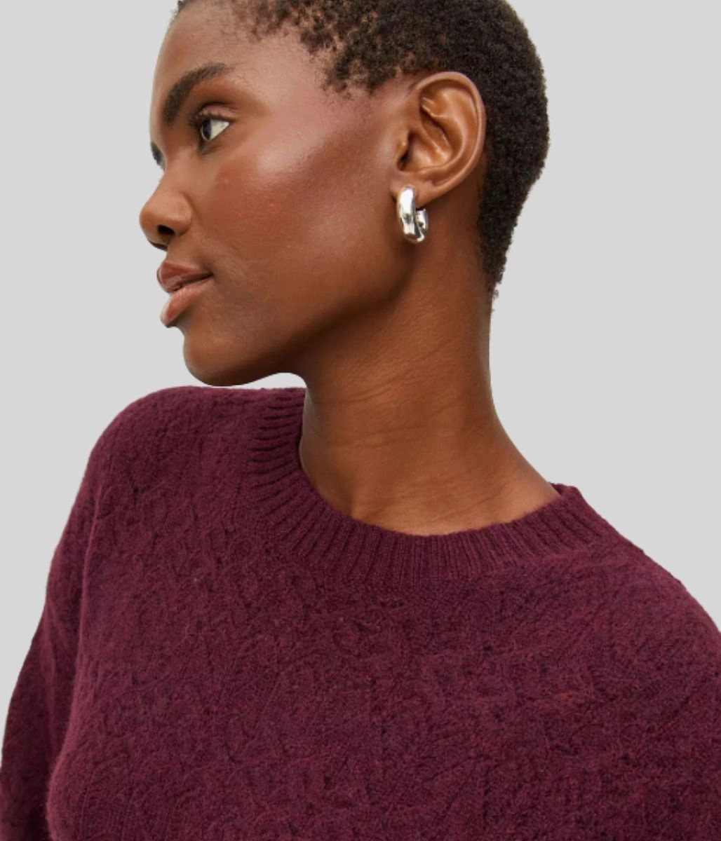 Perfect Layers Burgundy Pointelle Wool Blend Jumper