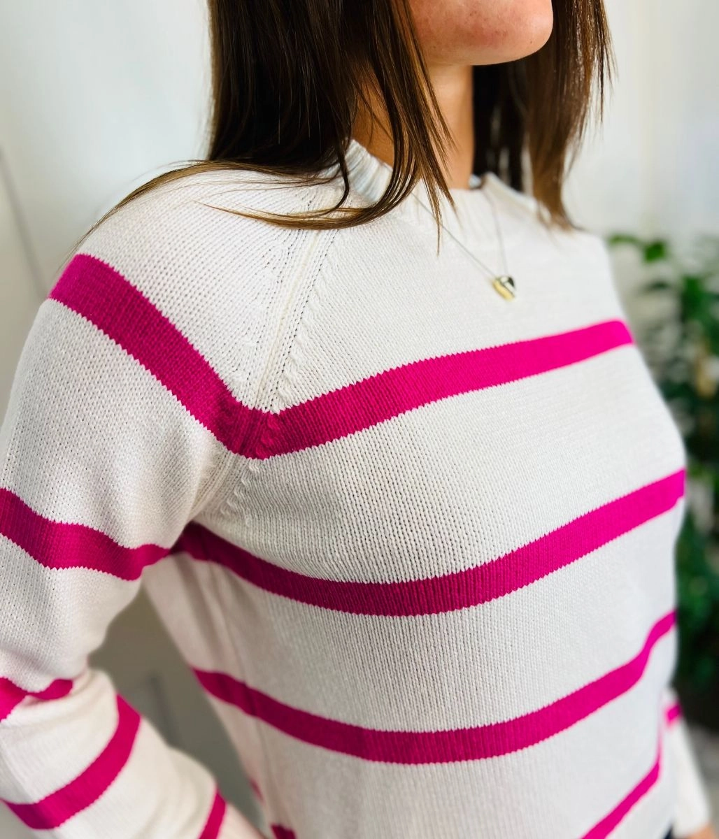 Pink Cotton Rich Stripe Jumper Performance Fit Wear