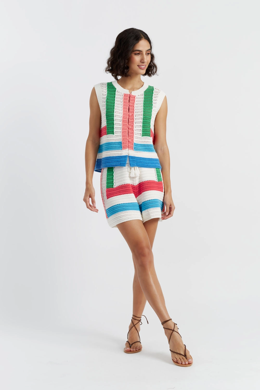 Polyester fabric Cream Cotton Capri Shorts