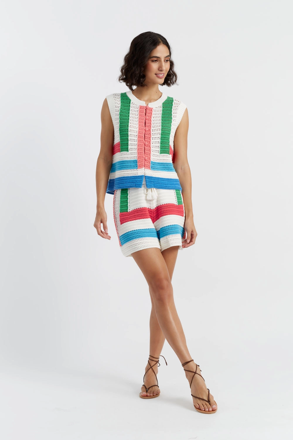 Fun Prints Cream Cotton Capri Shorts