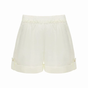 Flexible Gusset Design Cream Lounge Short