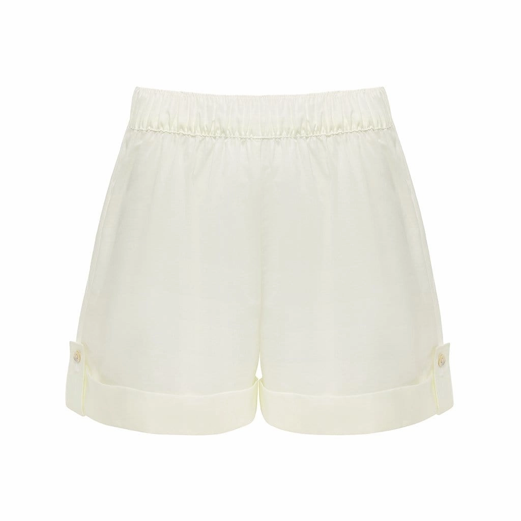 Flexible Gusset Design Cream Lounge Short