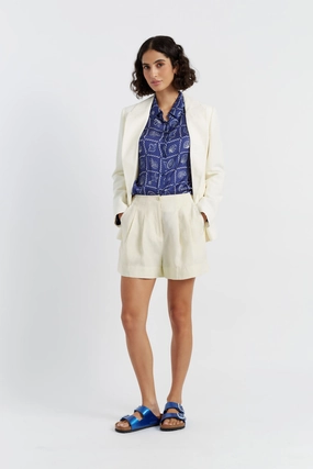MoistureWickingLining stain - resistant Cream Tencel-Linen Shorts