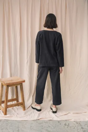 BreathableMeshLining Snug Waist Myoga Organic Cotton Cord Trouser in Charcoal