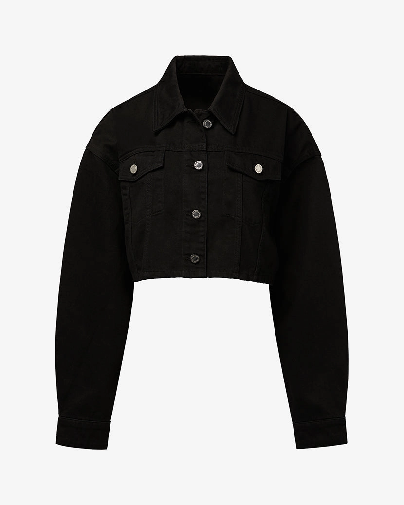 Bonded Hemline Thermal Retention Layer Cropped Denim Jacket