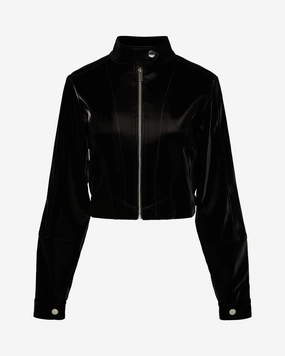 Cropped Moto Jacket Two Way Zipper